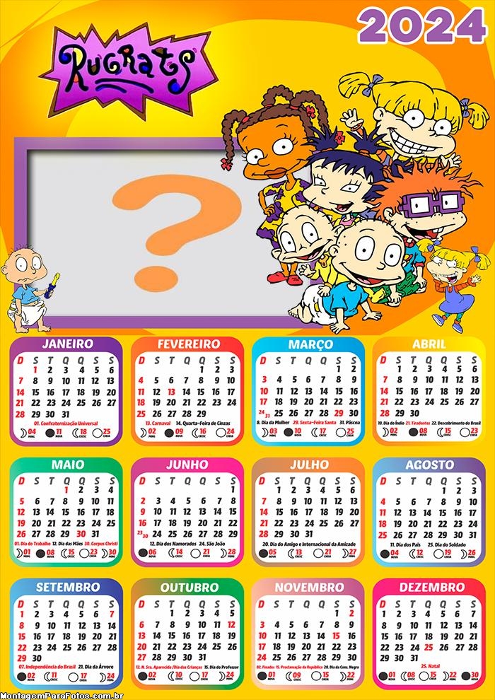 Montagem Gratuita Calendário 2024 Os Anjinhos Rugrats