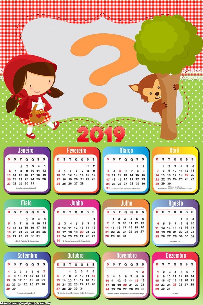 Calendário 2019 Chapeuzinho Vermelho Cute