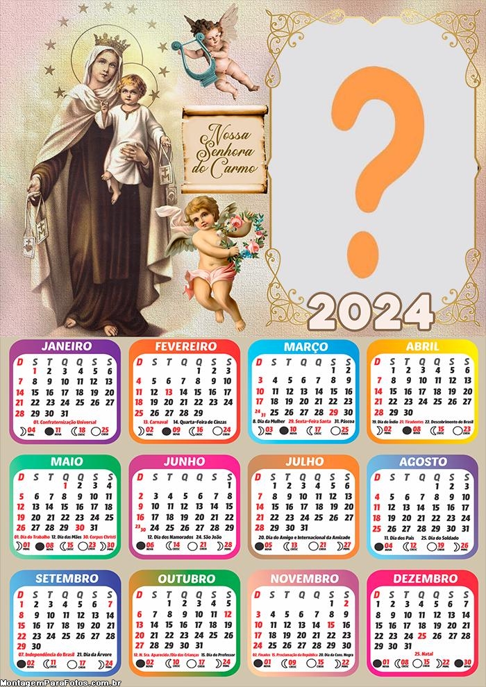 Foto Colagem Grátis Calendário 2024 Nossa Senhora do Carmo