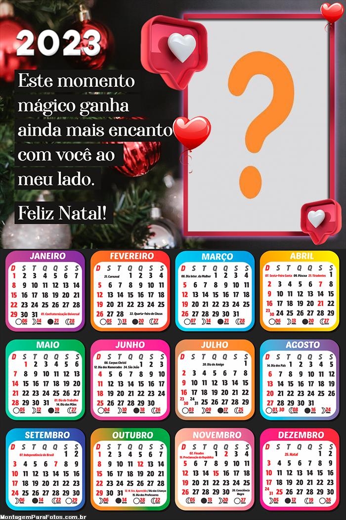 Calendário 2023 Feliz Natal Foto em Momento Mágico