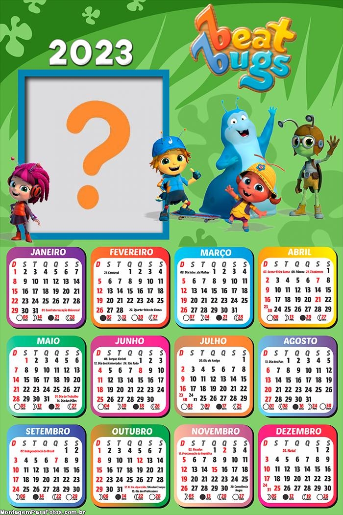 Calendário 2023 Beat Bugs Fazer Colagem Online