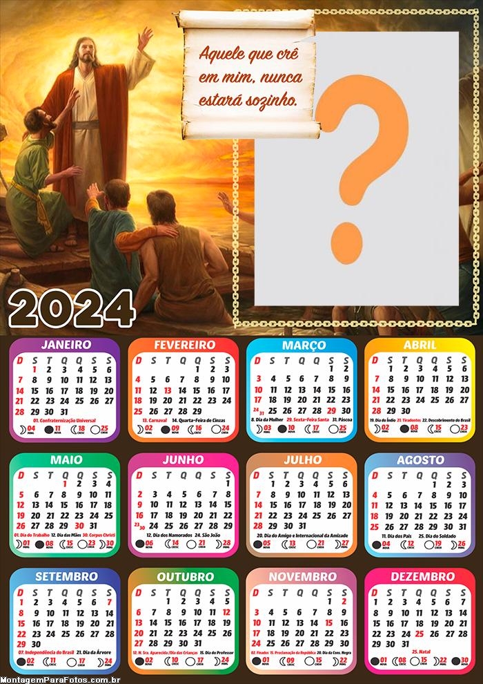 Calendário 2024 Aquele que crê em Jesus Colagem de Imagem