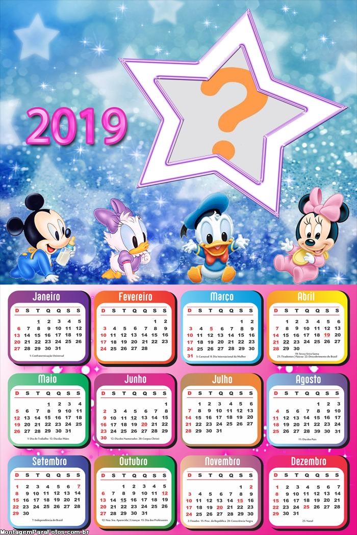 Calendário 2019 Baby Disney