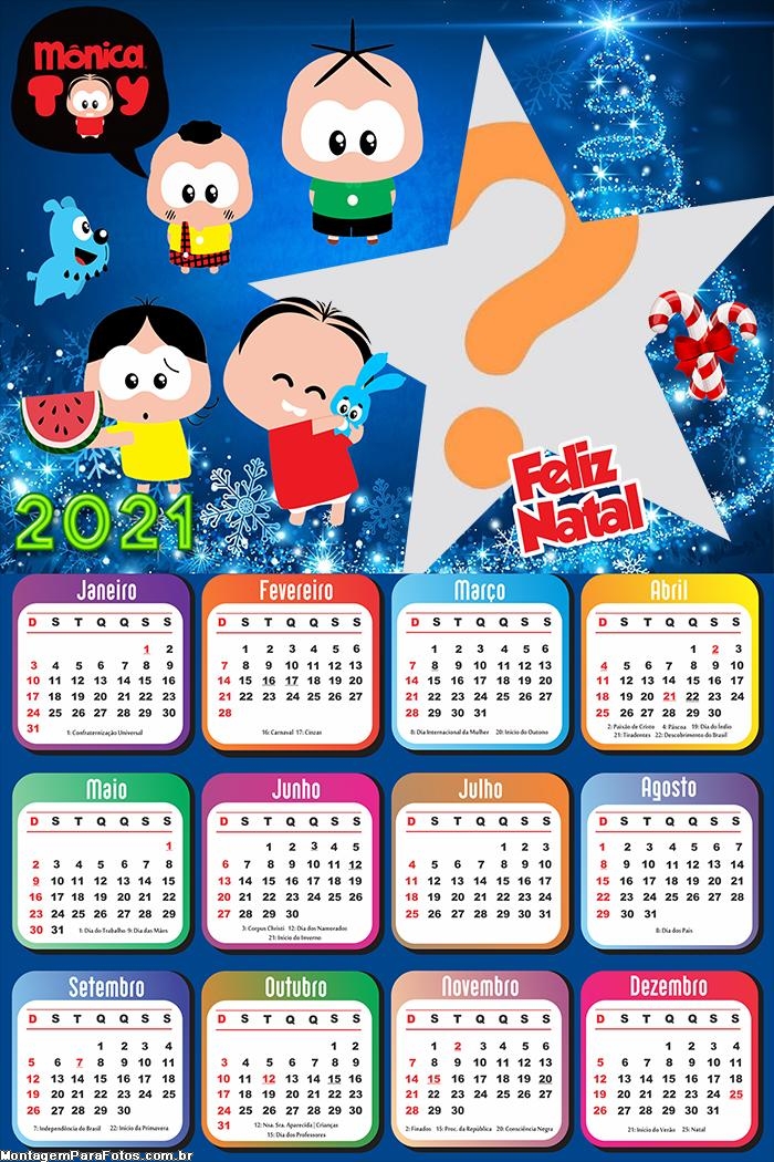 Calendário 2021 Mônica Toy de Feliz Natal