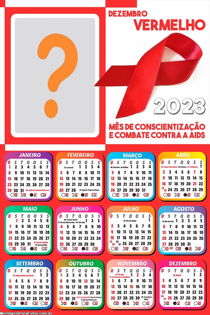 Calendário 2023 Dezembro Vermelho Montar Online