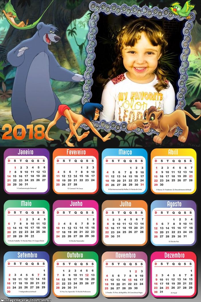 Calendário 2018 Tarzan Desenho