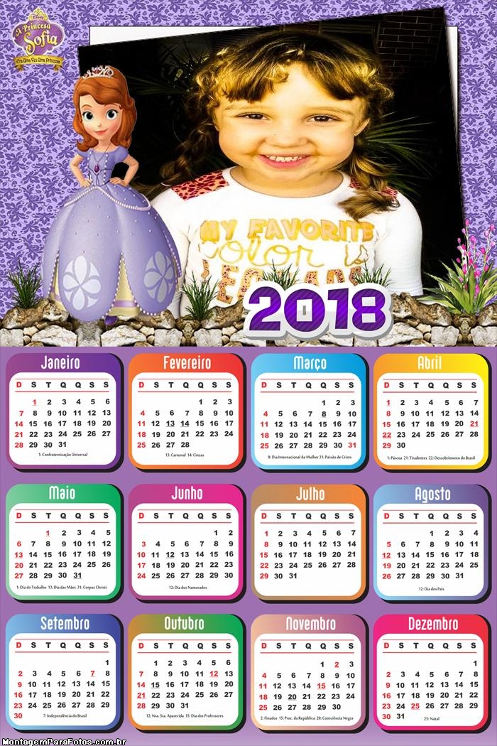 Calendário 2018 Encantia Sofia