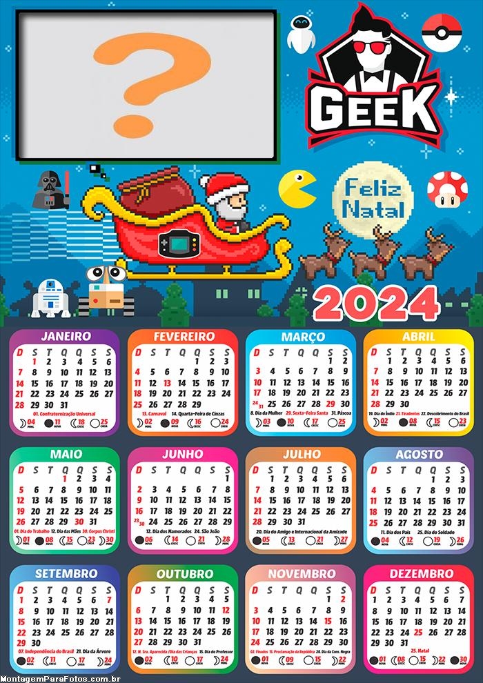 Fazer Online Montagem Calendário 2024 Natal Geek