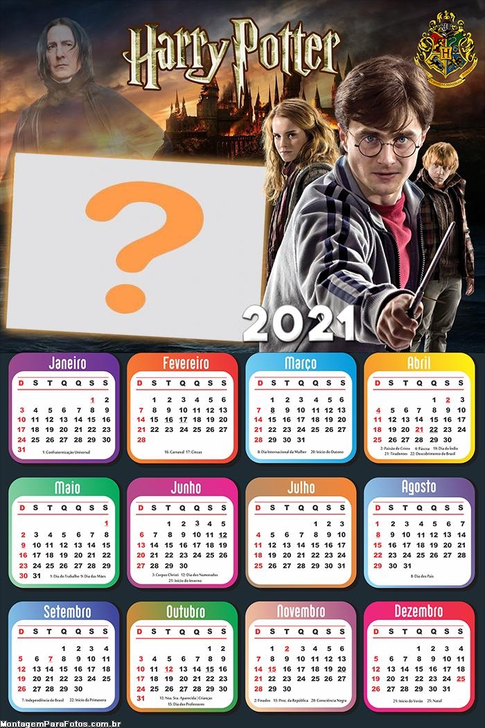 Calendário 2021 Harry Potter Montar Fotos Online