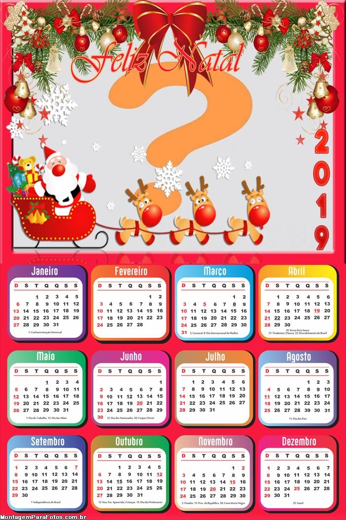 Calendário 2019 Trenó Papai Noel Infantil