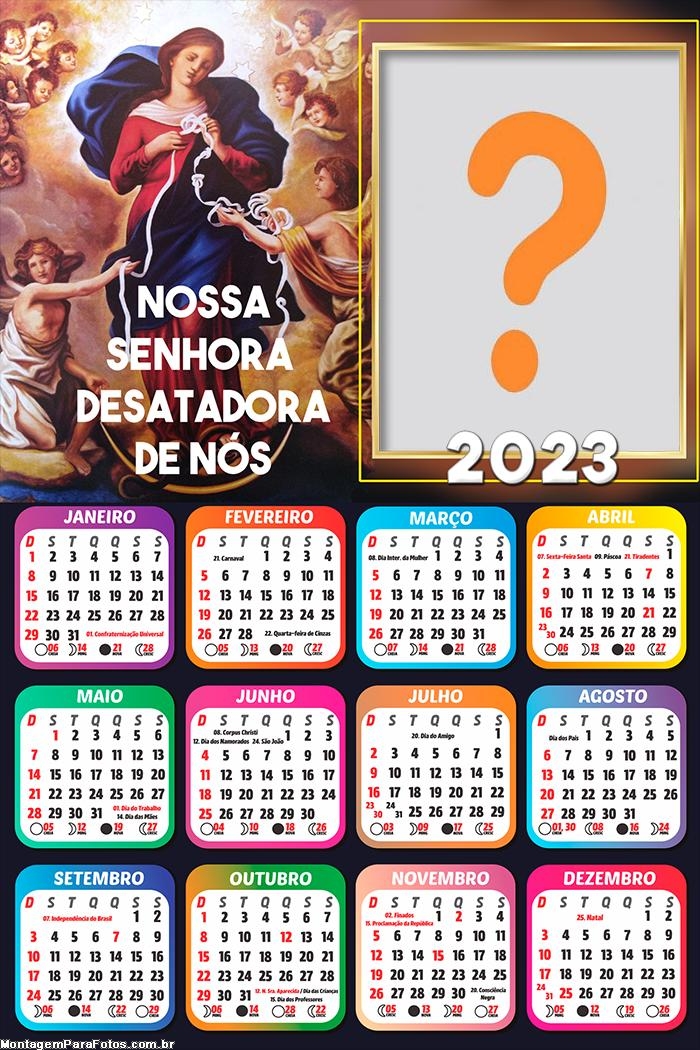 Calendário 2023 Nossa Senhora Desatadora de Nós Moldura Foto