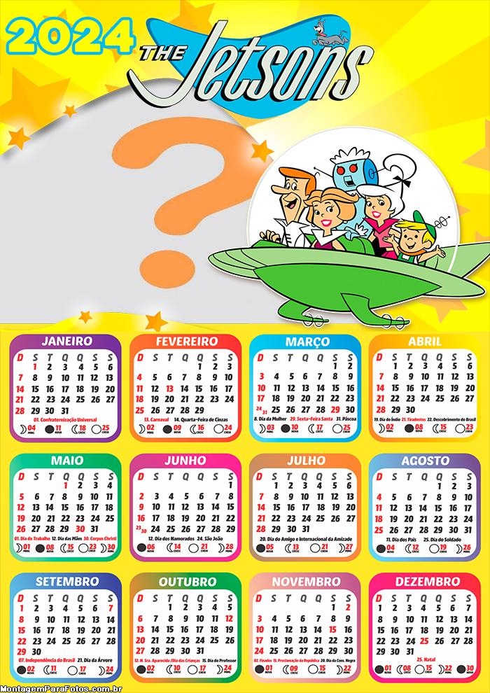 Calendário 2024 The Jetsons Colar e Imprimir