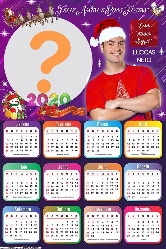 Calendário 2020 Feliz Natal Luccas Neto