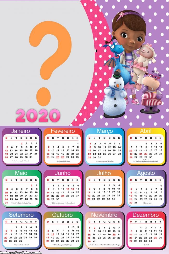 Calendario 2020 Doutora Brinquedos Moldura Montagem Para Fotos