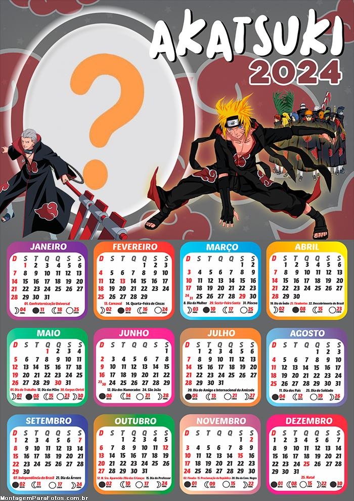 Calendário 2024 Akatsuki Colagem de Foto Online