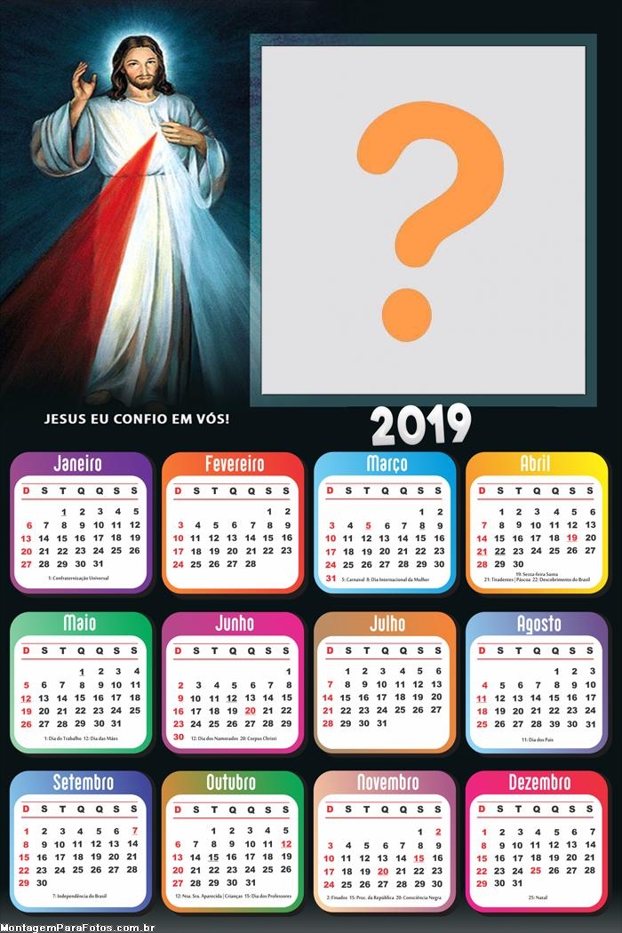 Calendário 2019 Jesus Iluminado