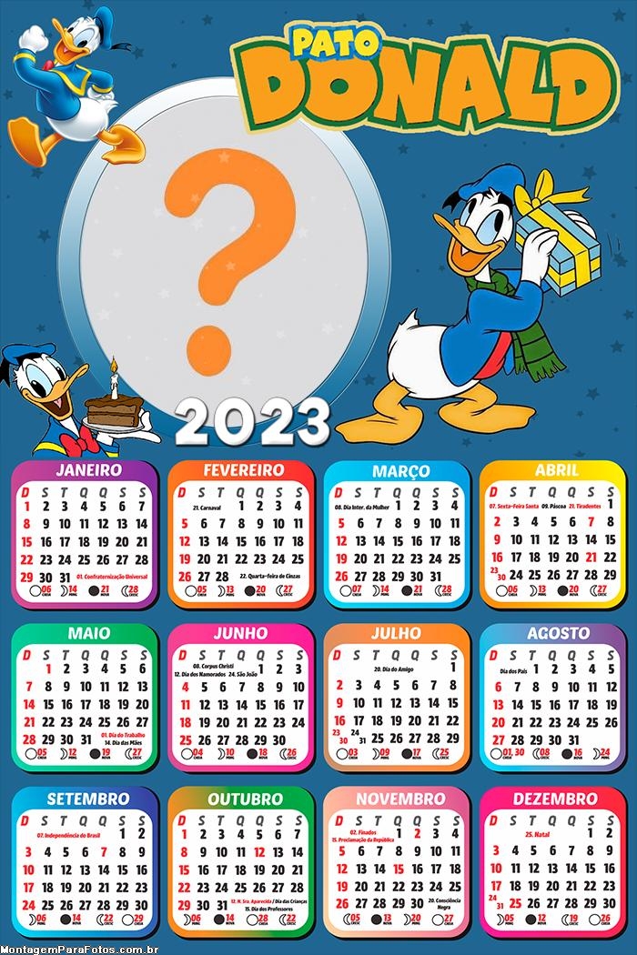 Calendário 2023 Pato Donald Montar Foto