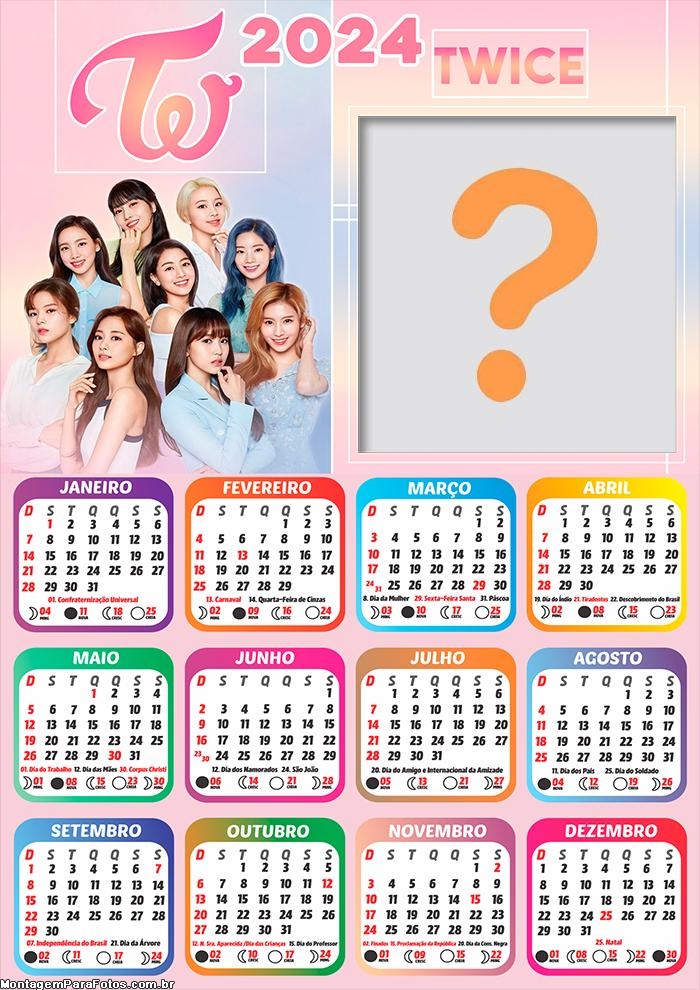 Calendário 2024 Twice Fazer Montagem Colagem de Foto