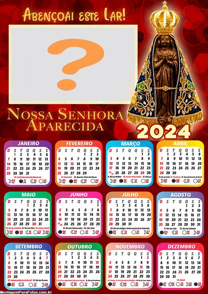 Foto em Calendário 2024 da Nossa Senhora da Aparecida