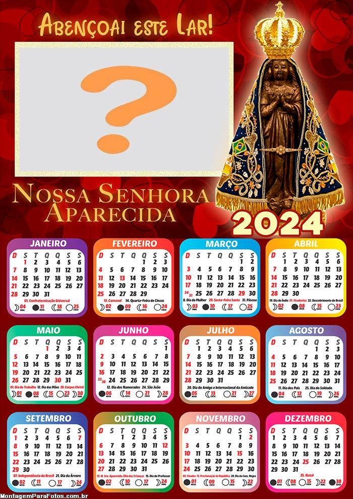 Foto em Calendário 2024 da Nossa Senhora da Aparecida