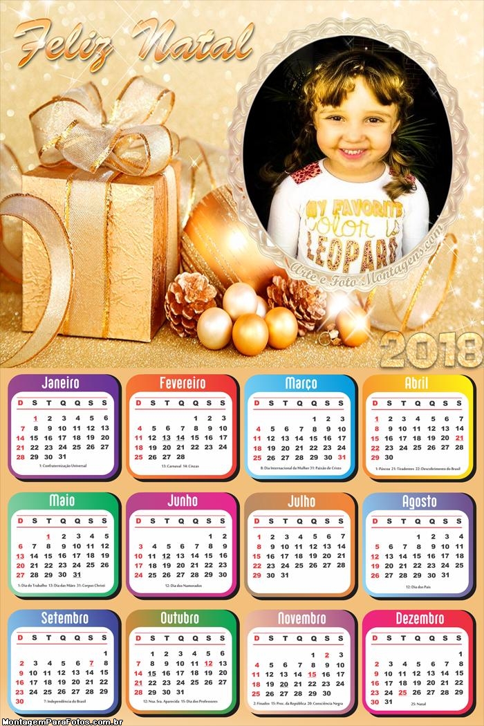 Calendário 2018 Um Feliz Natal Muito Lindo