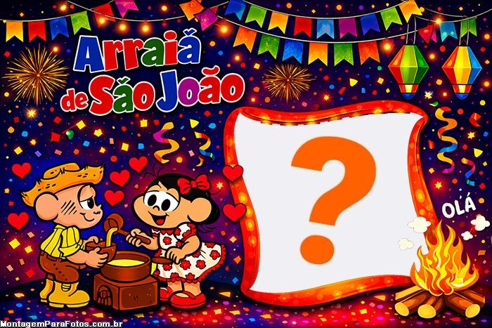 Arraiá de São João Cebolinha e Magali montagem de foto