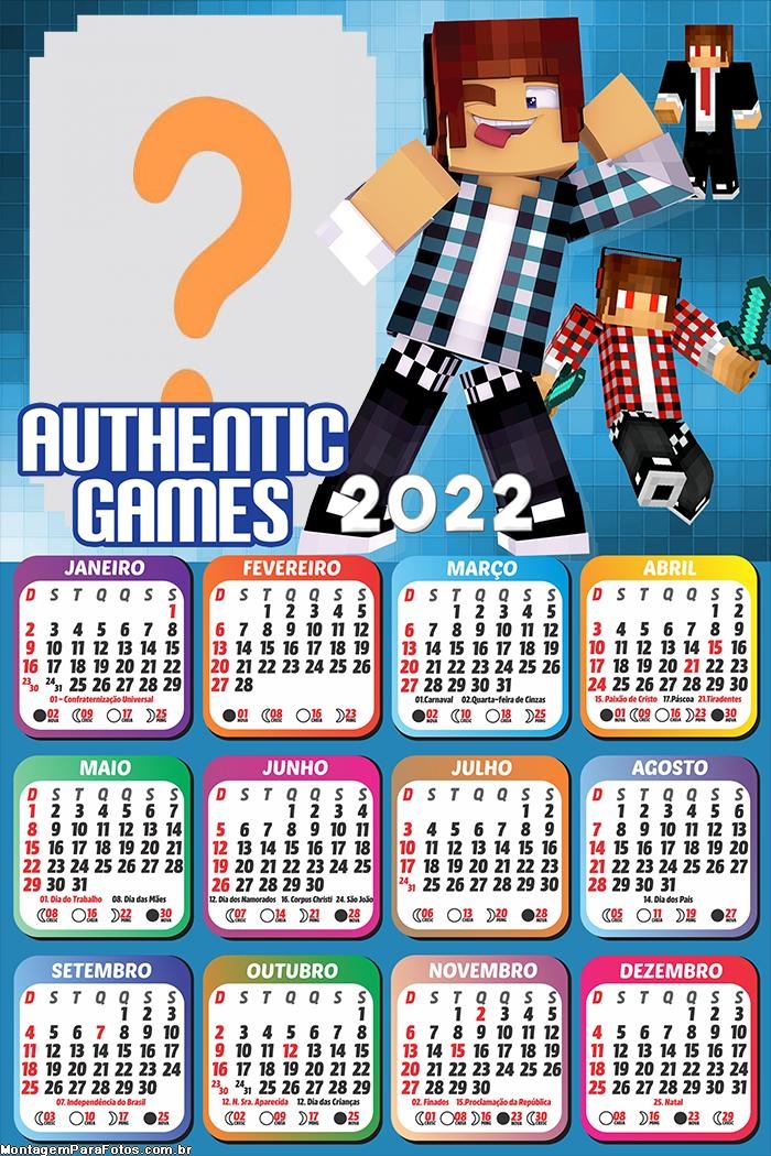 Calendário 2022 Authentic Games Foto Grátis