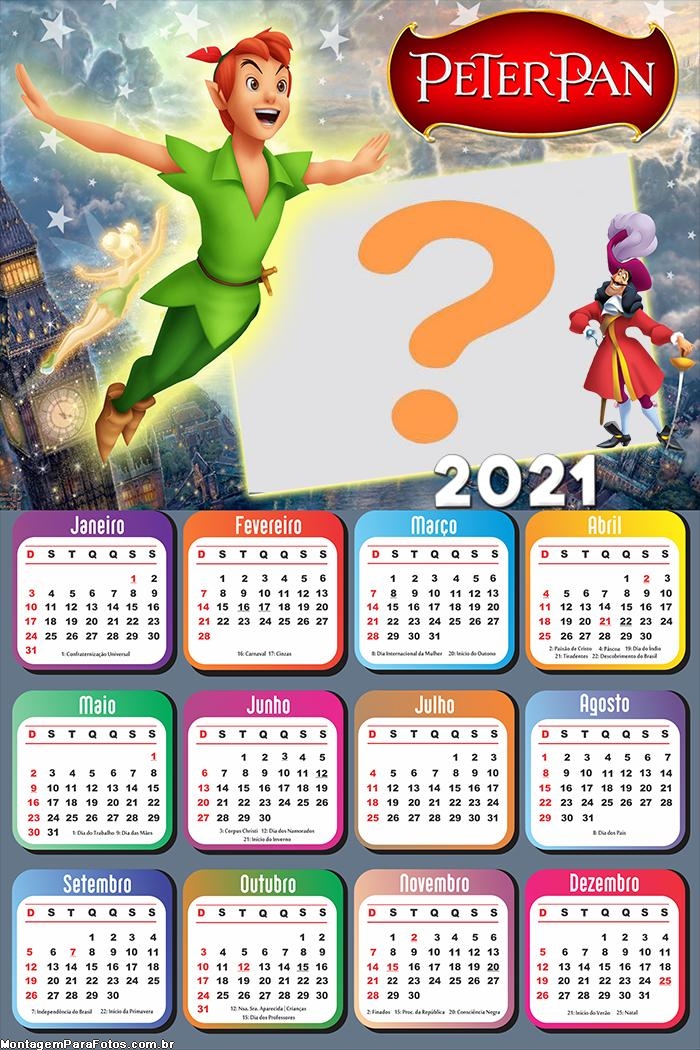 Calendário 2021 Pete Pan para Montar Foto