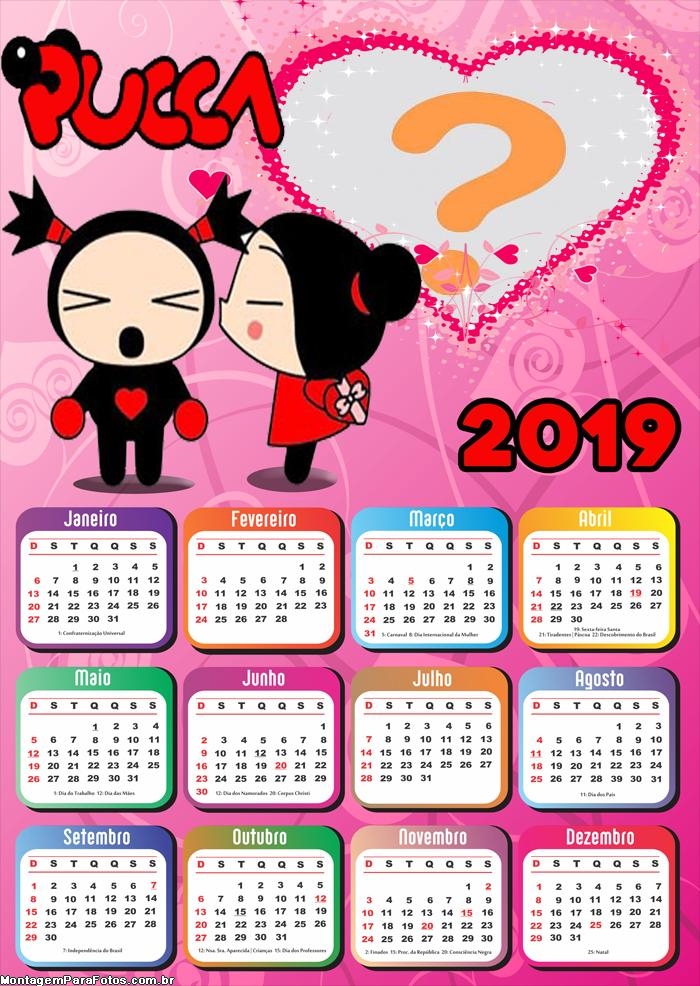 Calendário 2019 Pucca