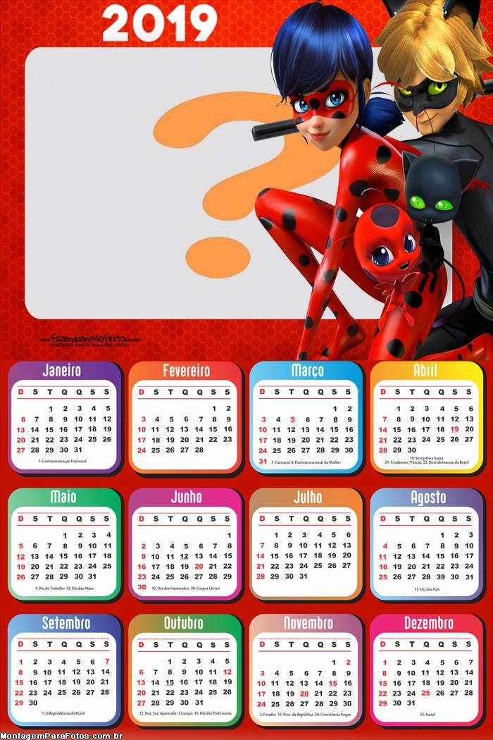 Calendário 2019 da Ladybug e Catnoir