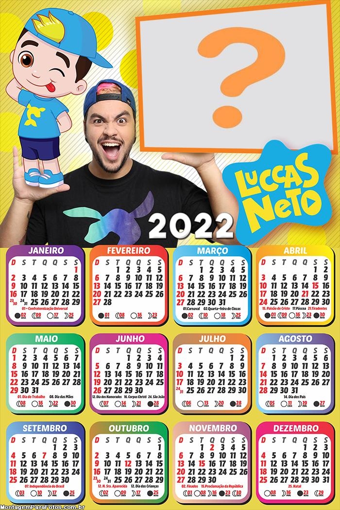 Calendário 2022 Luccas Neto Brincando Online