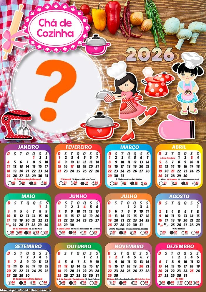 Calendário 2026 Chá de Cozinha Criar Montagem
