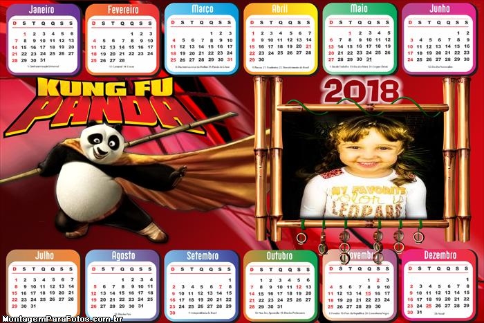 Calendário 2018 Horizontal Kung Fu Panda