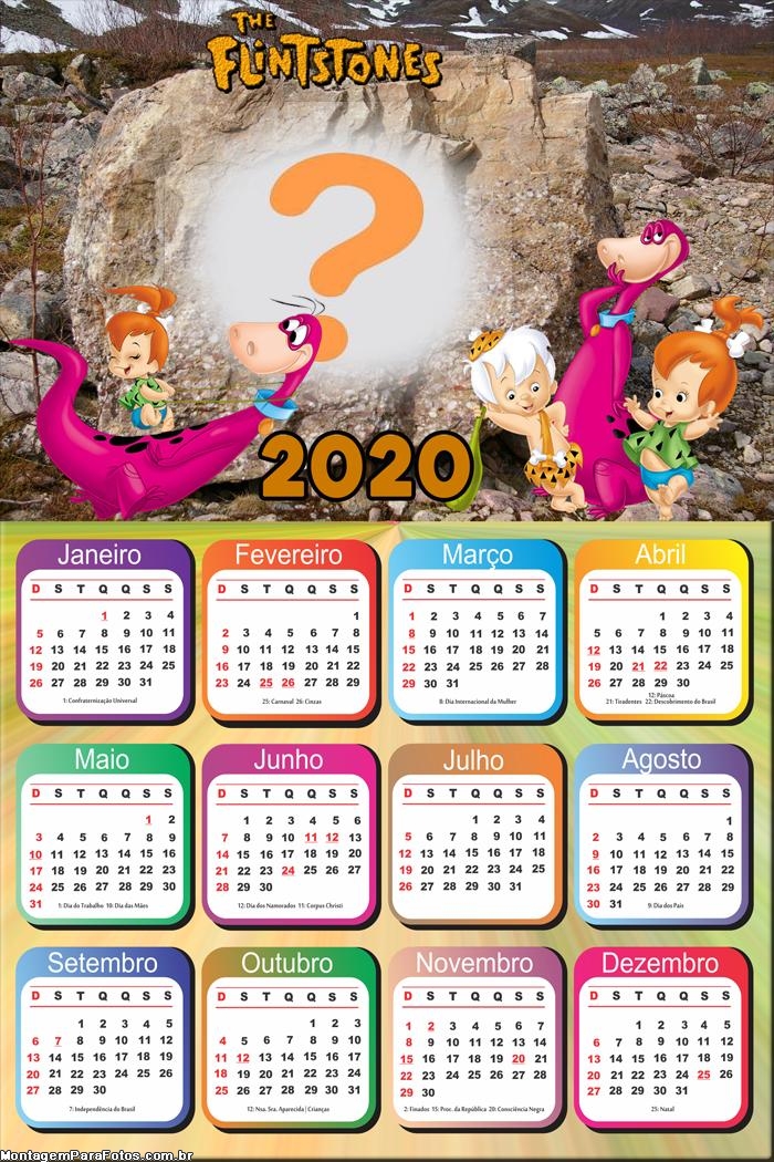 Moldura para Calendário 2020 Flintstones