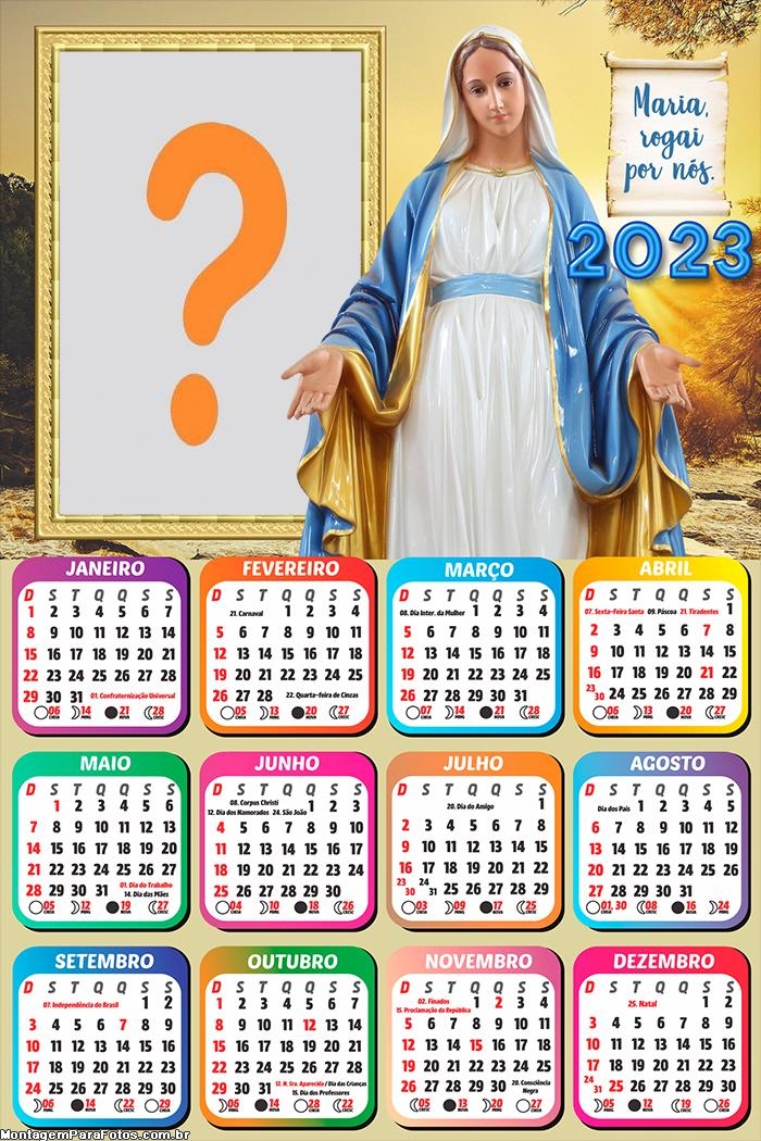 Moldura Religiosa Calendário 2023 Maria Rogai por Nós