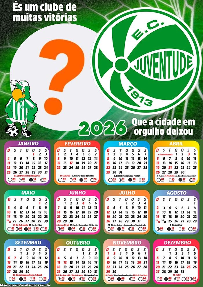 Foto em Calendário 2026 Juventude Time de Futebol Online