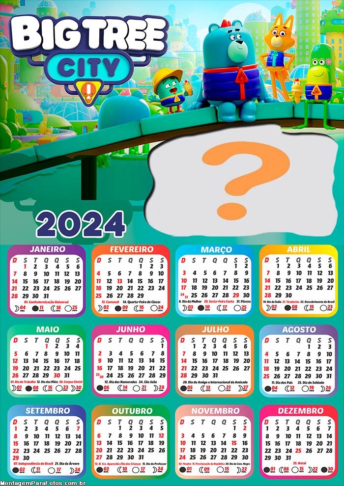 Calendário 2024 Big Tree City ArvolÃ¢ndia Foto Colagem Grátis