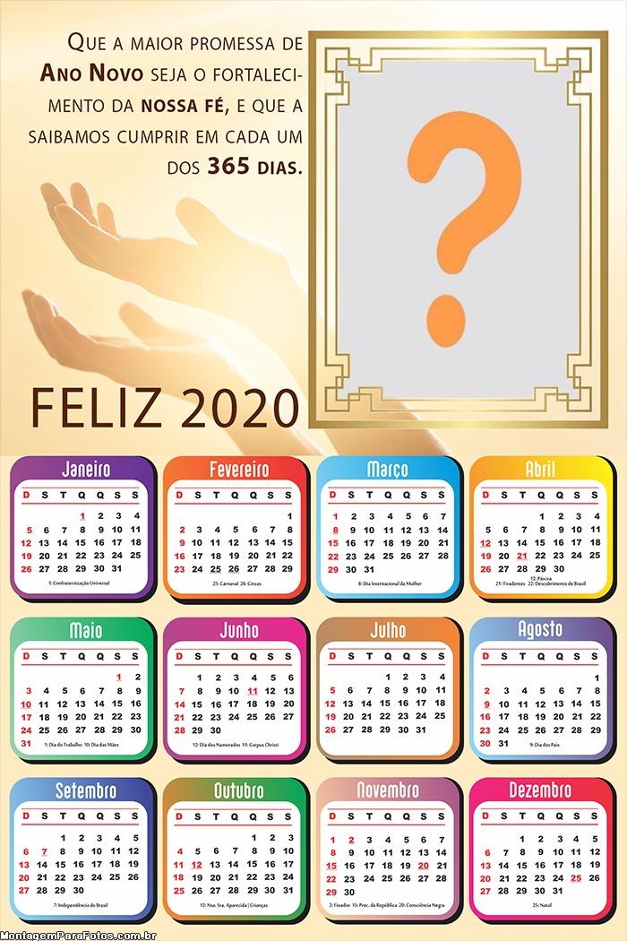 Calendário 2020 Ano Novo Gospel