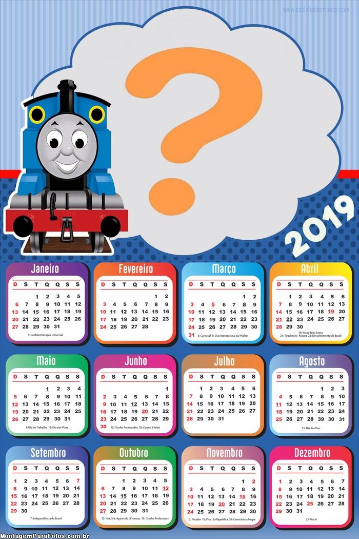Calendário 2019 Thomas e Seus Amigos Trem