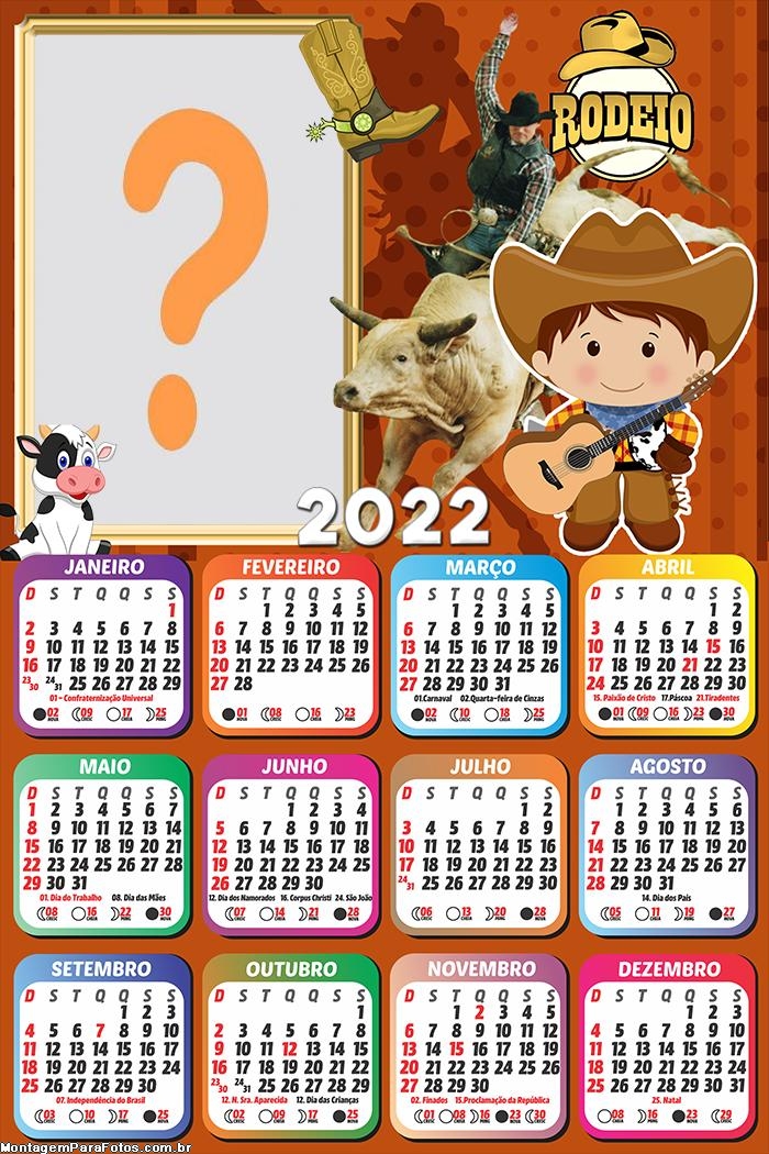 Calendário 2022 Rodeio Infantil para Emoldurar Foto