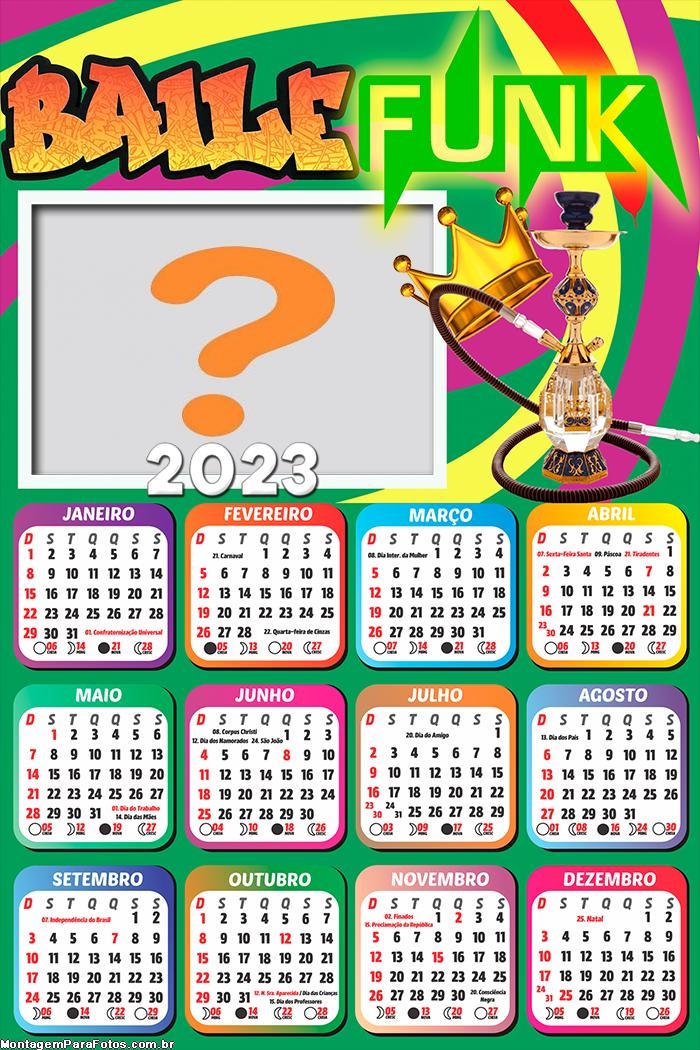 Calendário 2023 Baile Funk Colagem de Foto