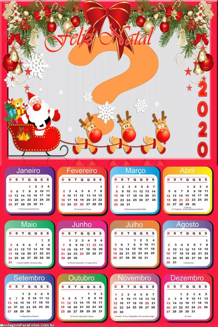 Moldura Calendário 2020 de Feliz Natal