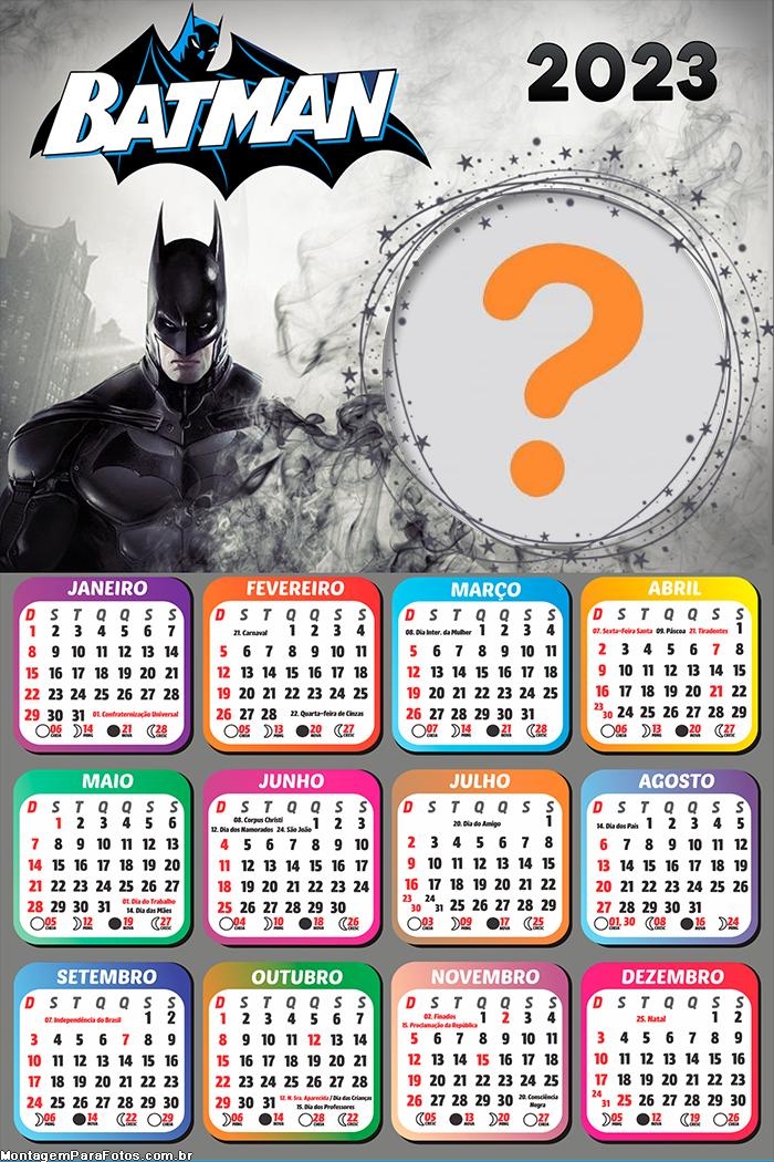 Criar Online Foto Montagem Calendário 2023 Batman