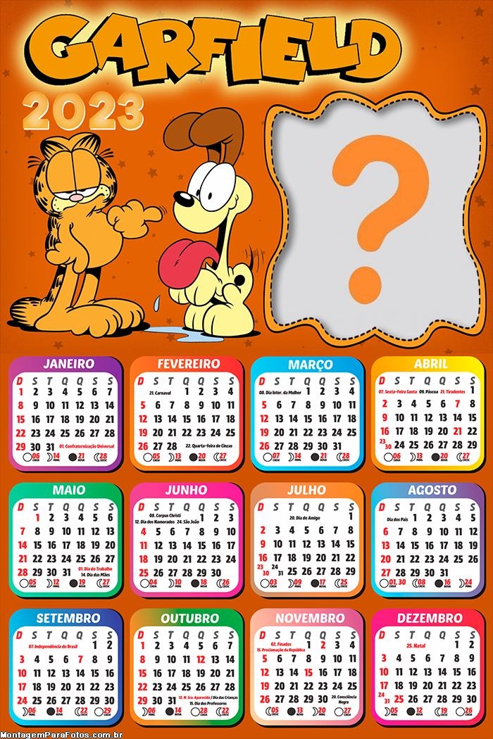 Moldura Virtual Calendário 2023 Garfield