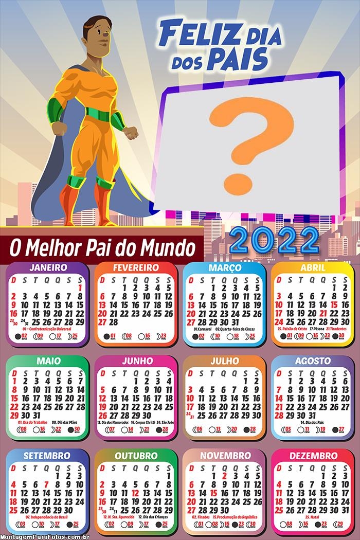 Moldura Online Calendário 2022 Pai Héroi Montagem Grátis