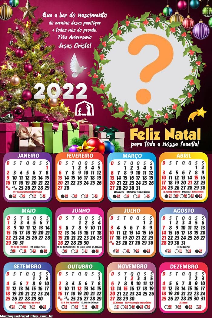 Calendário 2022 Feliz Natal Gospel Montagem Gratuita