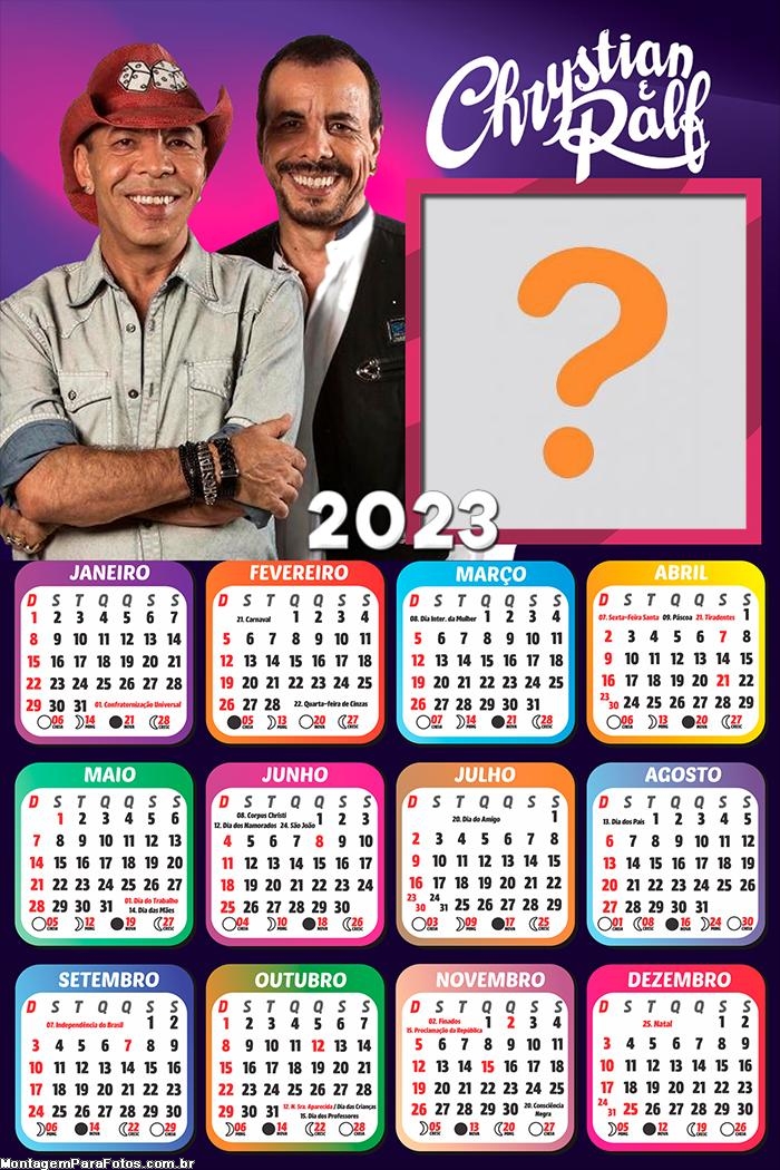 Calendário 2023 Chrystian e Ralf Fazer Montagem de Fotos