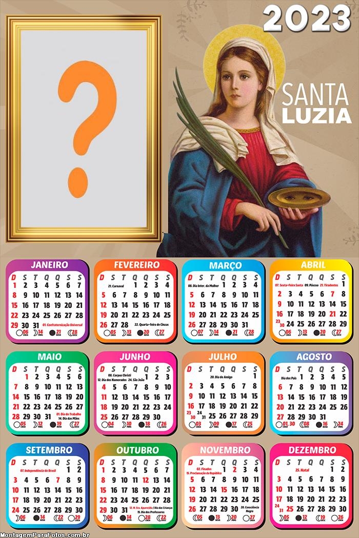 Calendário 2023 Santa Luzia Foto Moldura Grátis