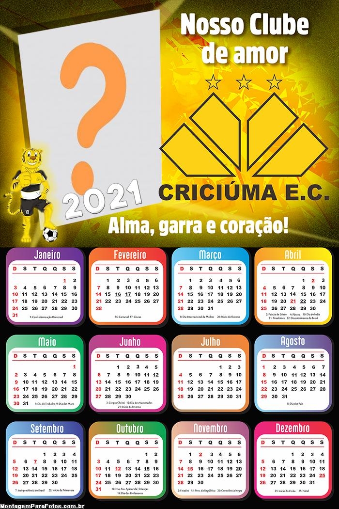 Calendário 2021 Criciúma Time de Futebol