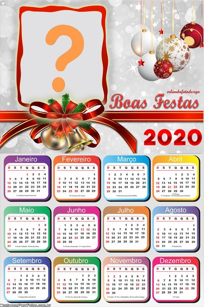 Calendário 2020 Boas Festas Foto Moldura | Colagem de Foto